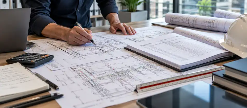 Foto: revisión de planos y catálogo de conceptos de obra